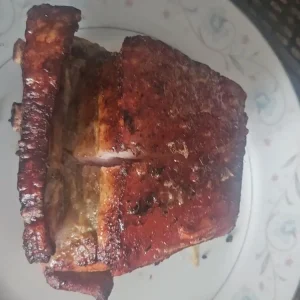 Roster porc, fry yellow plantain